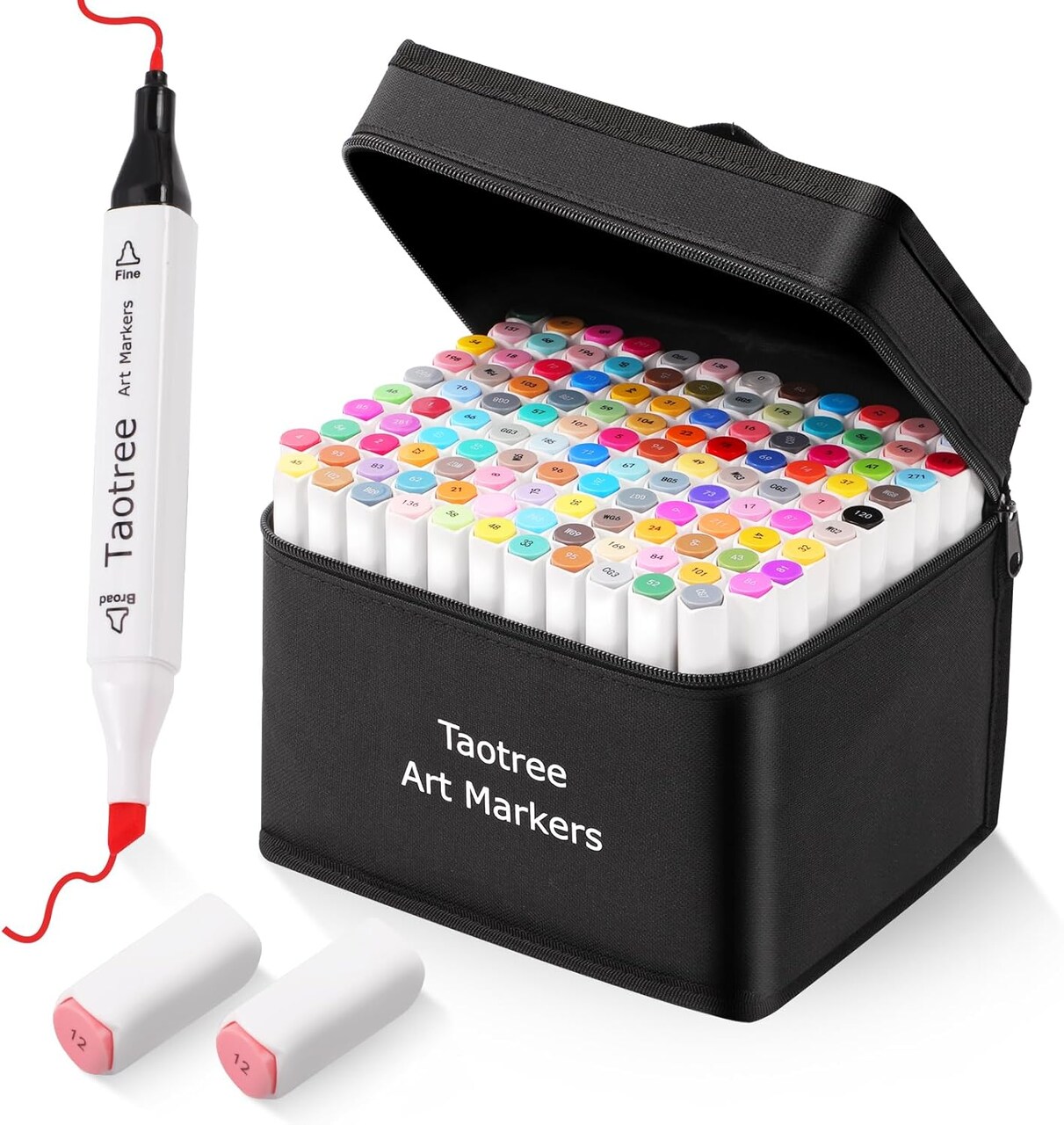 121-Color Dual-Tip Alcohol Marker Set – Fine & Chisel Tips for Sketching, Drawing & Coloring